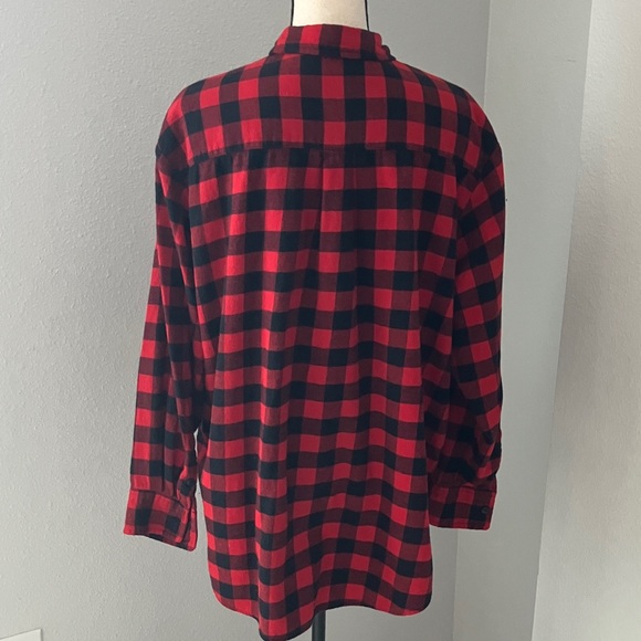 GAP Women Oversized Plaid Flannel Button Down Shirt-Red Buffalo Plaid | L - Picture 9 of 13